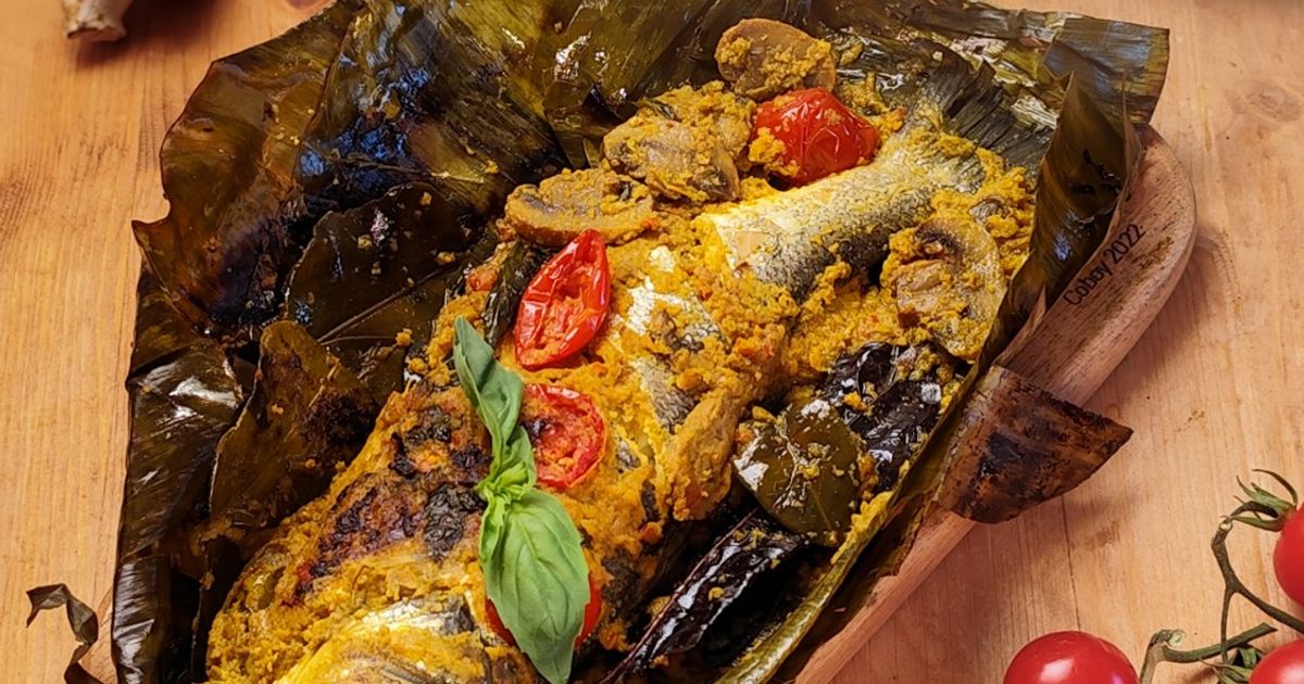 Pepes Ikan Spigola dan Jamur (tidak pedas)