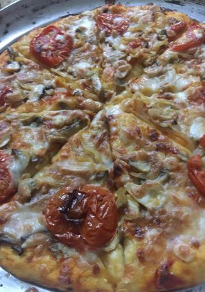 صورة لوصفة بيتزا على طريقتي 😍😋😋