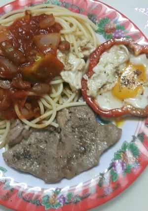 Hình của món Mì ý kèm bê bittet.