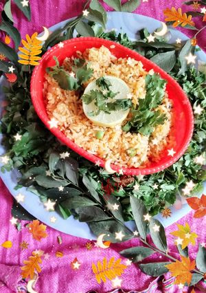 A picture of Garlic yellow rice.