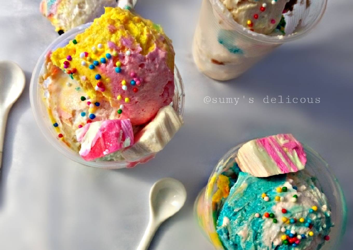Coffee rainbow ice cream