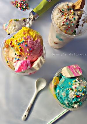 A picture of Coffee rainbow ice cream.