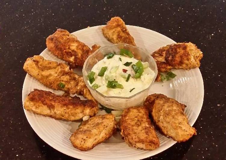Easiest Way to Make Ultimate Turkey Tenders with Garlic Herb Cheese Dipping Sauce