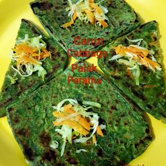 A picture of Carrot Cabbage Palak Paratha.