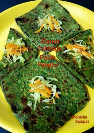 A picture of Carrot Cabbage Palak Paratha.