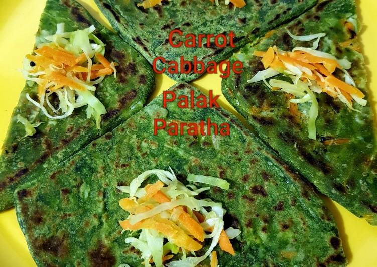 Simple Way to Prepare Quick Carrot Cabbage Palak Paratha
