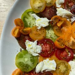 Heritage Tomato and mozzarella salad A picture of Heritage Tomato and mozzarella salad.