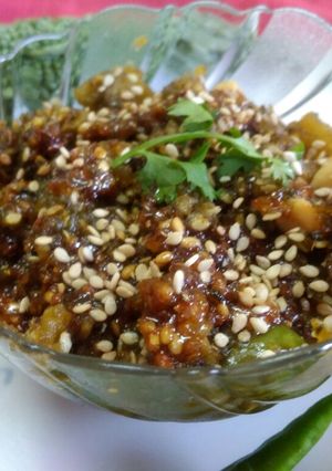A picture of Bittergourd chutney.