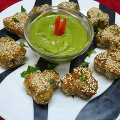 A picture of Sesame tossed Kabuli Kabab.