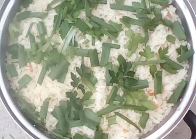 Steps to Make Perfect Spring onion &amp; parsley Rice