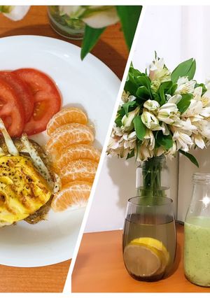Hình của món Giảm cân - eat clean: Bánh mì trứng + smoothie cải xoăn.