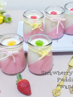Foto resep Strawberry Vanilla Pudding a.k.a Puding strawberry susu vanila