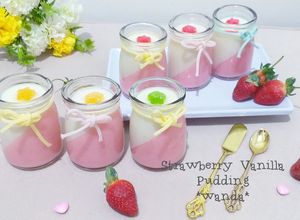 Foto resep Strawberry Vanilla Pudding a.k.a Puding strawberry susu vanila