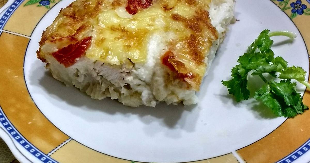 Coliflor gratinada con pollo y salsa blanca Receta de Bebe Bichito- Cookpad