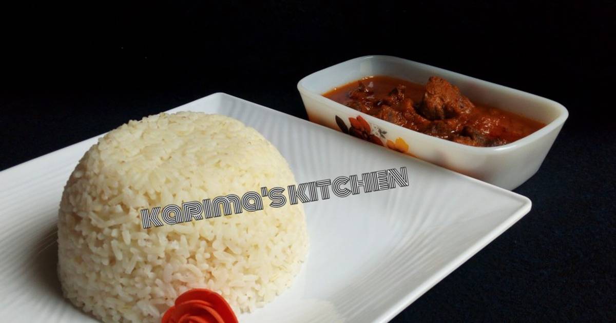 White rice and stew Recipe by karima's Kitchen Cookpad