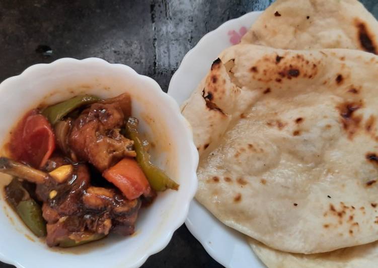 Chilli chicken with naan