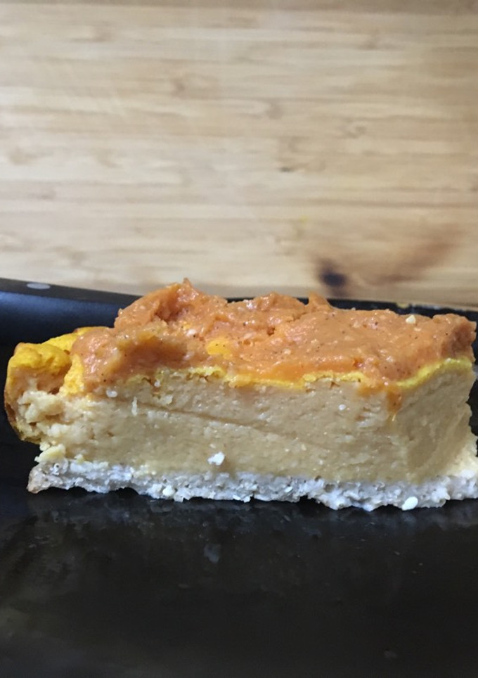 Una foto de Tarta de calabaza, queso y avena