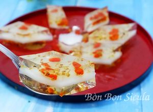 Hình của món Thạch Quế Hoa Kỷ Tử Cốt Dừa.