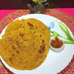 A picture of Egg Lachcha Masala Paratha With Whole Wheat Flour.