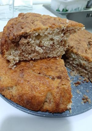 A picture of Banana bread with a cinnamon swirl.