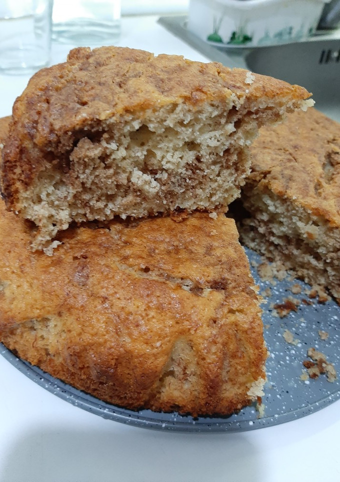 A picture of Banana bread with a cinnamon swirl.