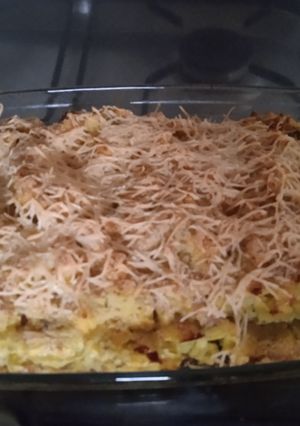 Une photo de Purée de pommes de terre brocoli en gratin