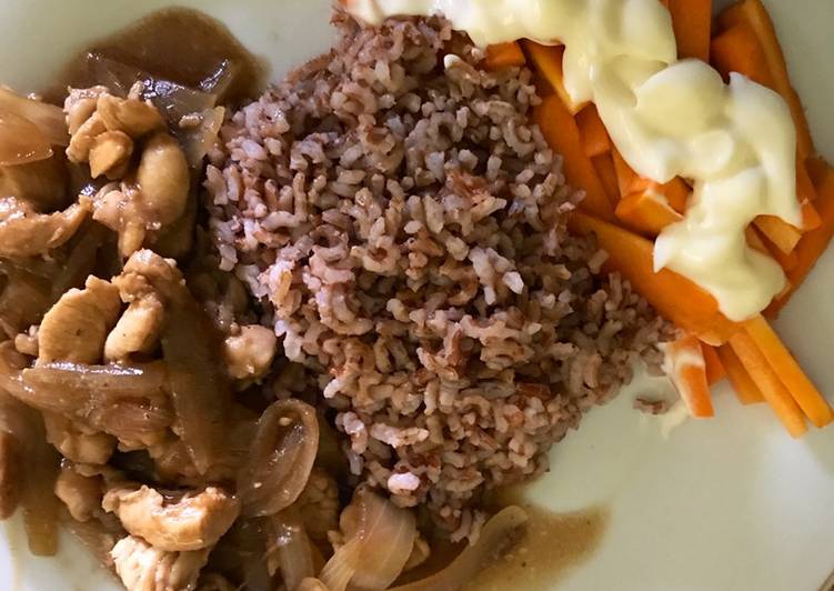 Cara Membuat Menu diet makan siang “Nasi merah chicken teriyaki with salad” Anti Gagal!