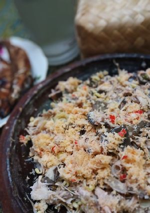 Foto resep Rap orap tongkolla gedheng (urap jantung pisang) khas Sumenep