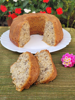 Una foto de Budín de banana y coco