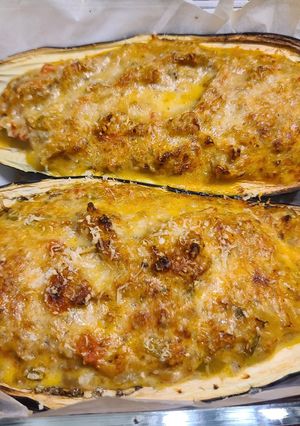 Una foto de Berenjenas rellenas con verduras