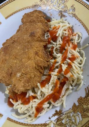 Foto resep Dory crispy & spaghetti carbonara