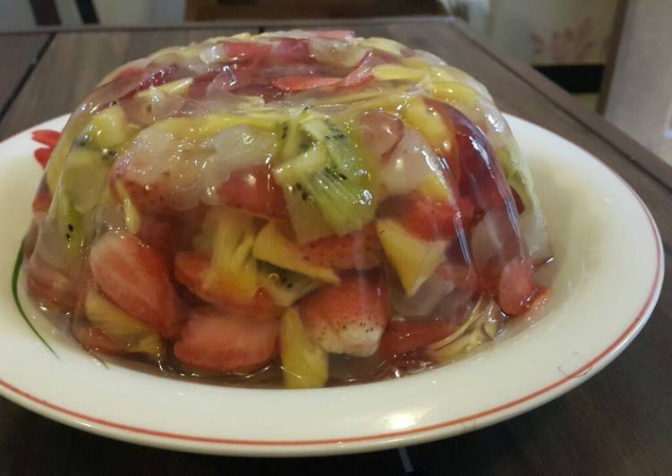 Cara memasak Puding Buah Segar yg #bikinramadanberkesan yang mudah