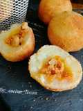 Bombas de patata con soja texturizada