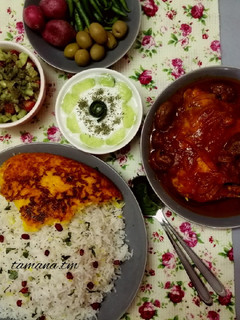 عکسی از دستور خورشت مرغ با آلو