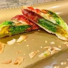 A picture of 3 colours mithai.