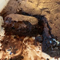 A picture of Gooey chocolate fudge brownies.