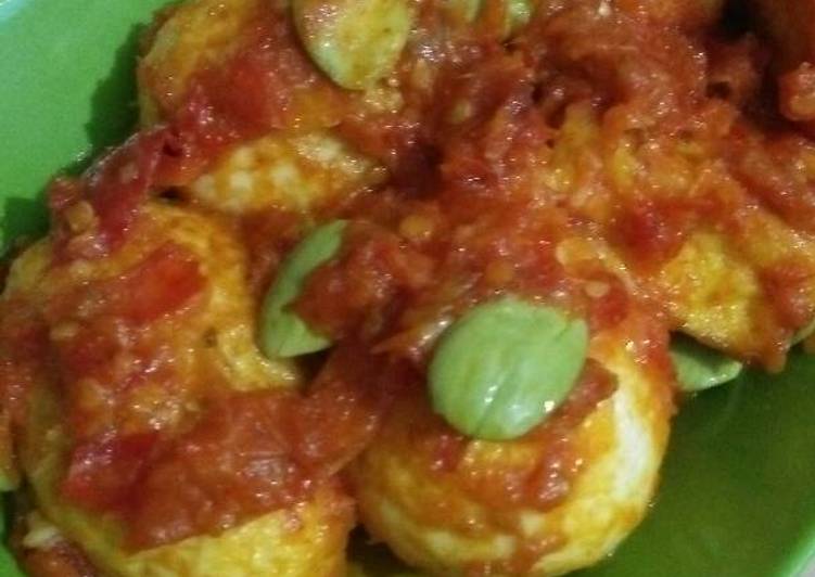Balado telor ayam tahu pete