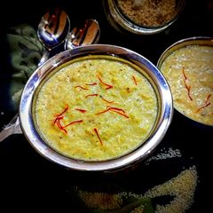 A picture of Samak rice kheer with thandai.