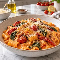 A picture of Roasted Red Pepper, Tomato & Mascarpone Pasta.