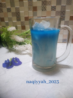 Foto resep 711. Es Susu Teh Bunga Telang
