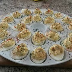 A picture of Angel Eggs with Bacon and Jalapenos.