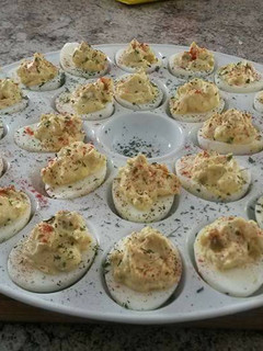 A picture of Angel Eggs with Bacon and Jalapenos.