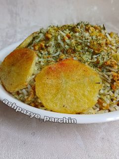 عکسی از دستور پلو شوید سیب زمینی 🌸