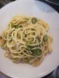 Spaghetti with Bay Scallops and Zucchini
