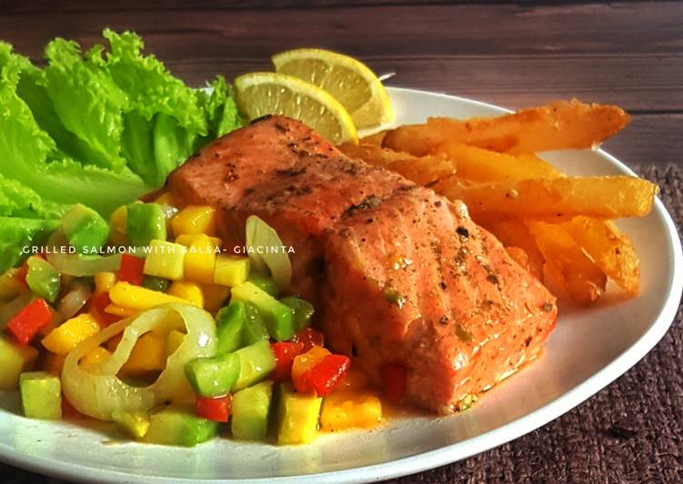 Resep Grilled lemon Salmon with Salsa #SeafoodFestival Lezat