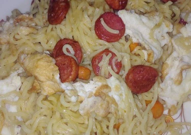 Easiest Way to Make Awsome Indomie and sausage with egg | This is Recipe So Satisfying You Must Try Now !!