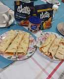 Panqueques con manjar, mermelada, y nueces (apto para diabéticos)