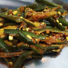 A picture of Bhindi stir fry okra lady finger sabzi.