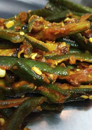 A picture of Bhindi stir fry okra lady finger sabzi.