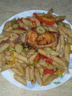 صورة لوصفة معكرونه لايت بالخضروات بدون صلصة 😋
